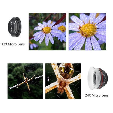 Phone Lens 24X Macro Lens 3 in 1 Lens Kit for iPhone Samsung