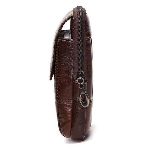 Men Waist Bag Genuine Leather Cellphone Case 5.5 inch