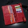 Image of Retro Genuine Leather Dual Zipper Pocket Phone Wallet Clutch Bag Handbag