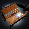 Image of Retro Genuine Leather Dual Zipper Pocket Phone Wallet Clutch Bag Handbag