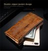 Image of Retro Genuine Leather Dual Zipper Pocket Phone Wallet Clutch Bag Handbag