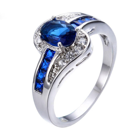 Blue Oval Stone Ring