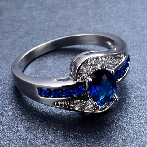 Blue Oval Stone Ring