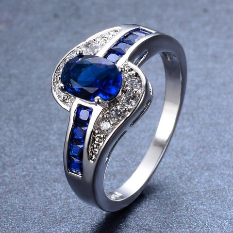 Blue Oval Stone Ring