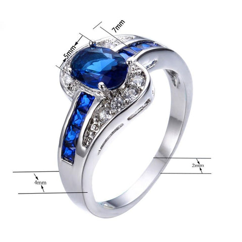 Blue Oval Stone Ring