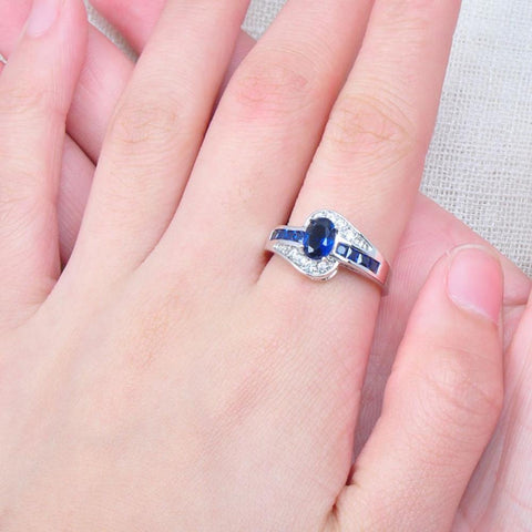 Blue Oval Stone Ring