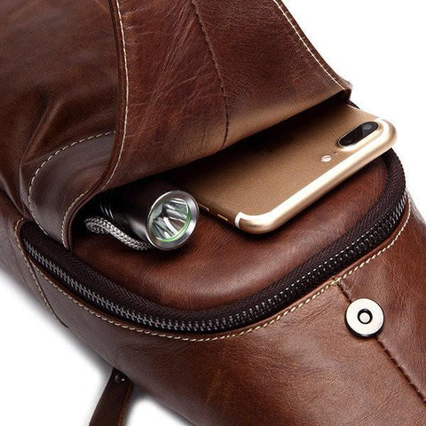 Men Genuine Leather Business Casual  Shoulder Crossbody Bag