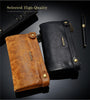 Image of Retro Genuine Leather Dual Zipper Pocket Phone Wallet Clutch Bag Handbag