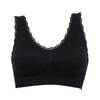 Image of Bra Padded Soft Bras Lace Edge Crop Top Stretch Vest Solid Color