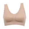 Image of Bra Padded Soft Bras Lace Edge Crop Top Stretch Vest Solid Color