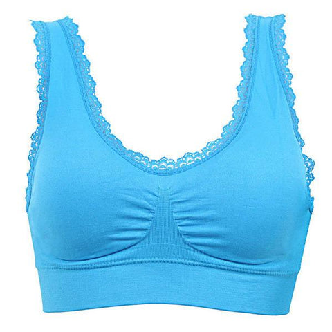 Bra Padded Soft Bras Lace Edge Crop Top Stretch Vest Solid Color