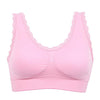 Image of Bra Padded Soft Bras Lace Edge Crop Top Stretch Vest Solid Color