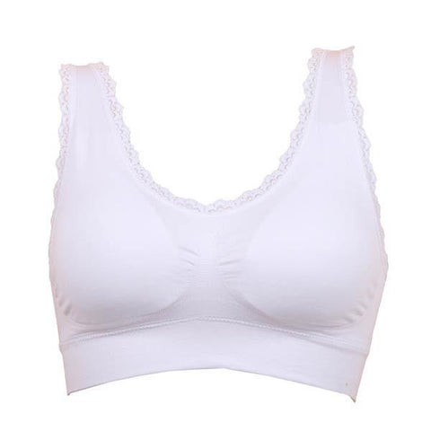 Bra Padded Soft Bras Lace Edge Crop Top Stretch Vest Solid Color