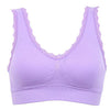 Image of Bra Padded Soft Bras Lace Edge Crop Top Stretch Vest Solid Color