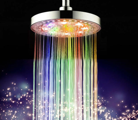 7 Colors Automatic Changing 8 Inch Roundness Bathroom LED Light Rain Top Shower Head