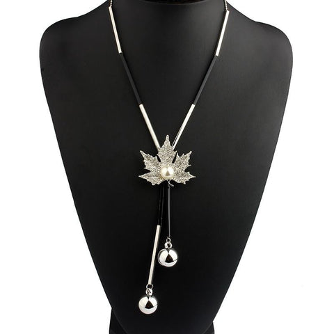 VIVILADY Lovely Maple Leaf Long Beaded Chain Tassel