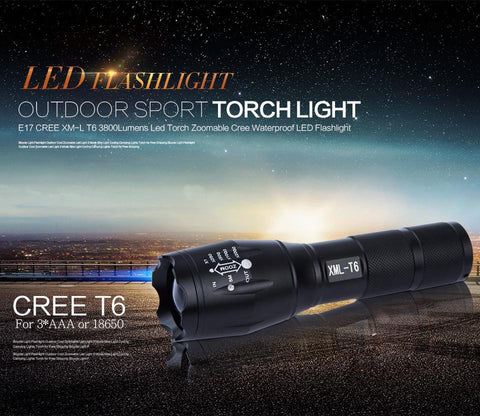 Flashlight 3800Lumens Led Torch Zoomable