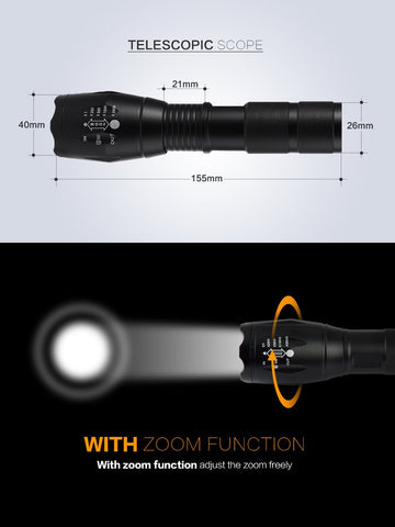 Flashlight 3800Lumens Led Torch Zoomable