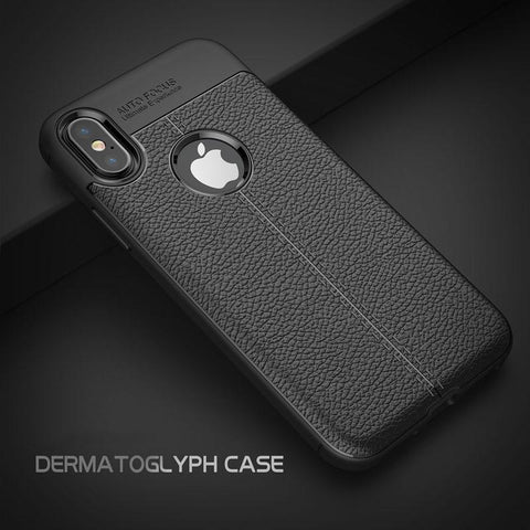 Brushed Genuine Leather Soft TPU For iPhone X