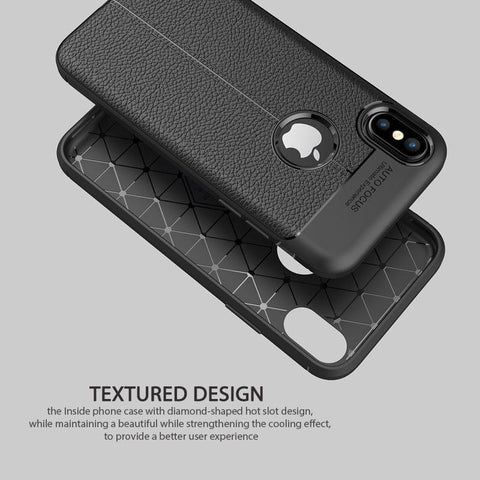 Brushed Genuine Leather Soft TPU For iPhone X