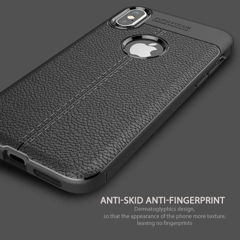 Brushed Genuine Leather Soft TPU For iPhone X