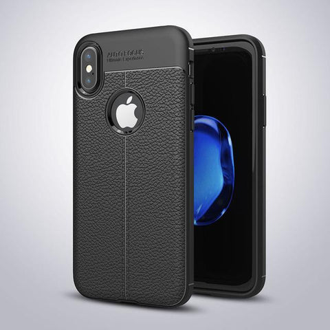 Brushed Genuine Leather Soft TPU For iPhone X