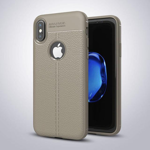 Brushed Genuine Leather Soft TPU For iPhone X