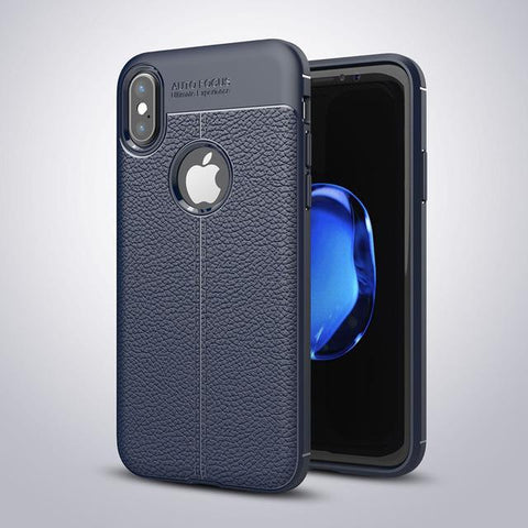 Brushed Genuine Leather Soft TPU For iPhone X