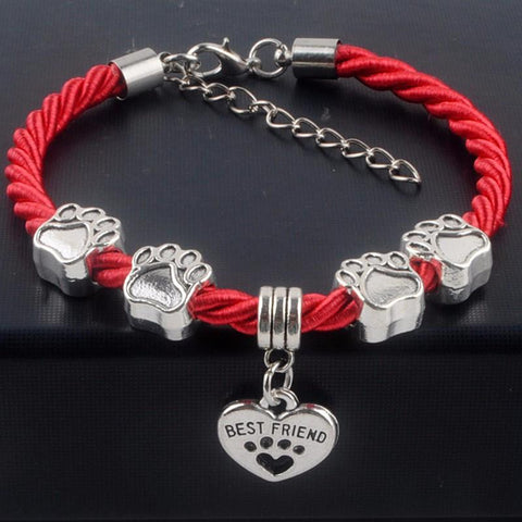 Hand-Woven Rope Chain rope Bracelets dog paw best friend Charms