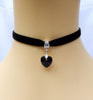 Image of Gothic Velvet Heart Crystal Choker Handmade Necklace