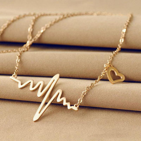 Simple Wave Heart Necklace Chic Ecg Pulse