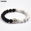 Image of Natural Stones Dog Paw Bracelets Howlite Lava Beads Stone