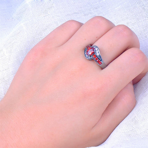 Red Oval Fashion Ring