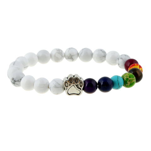 Dog Paw Lava Bead Rainbow Bridge Bracelet