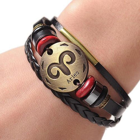 Leather Zodiac Bracelet