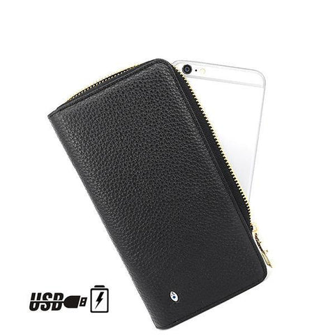 Men Charging Wallet Anti-lost Smart Wallet Multi-function Long Purse