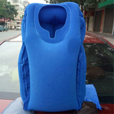 Inflatable Travel Head Neck Back Lumbar Support Pillow Fatigue Relief Air Filled Airplane Cushion