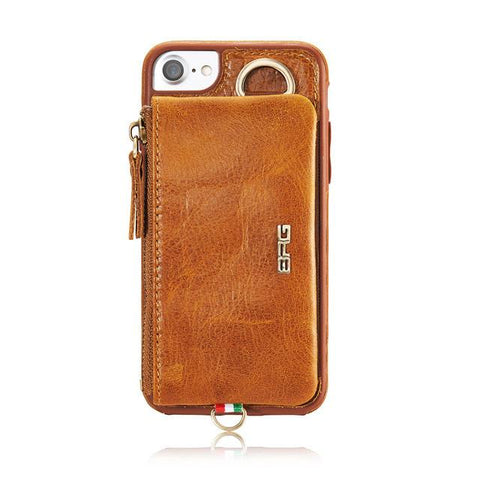 Luxury Genuine Leather Wallet Belt Case For iPhone