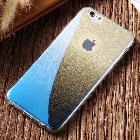 Glitter Gradient Slim TPU Cover Bling Sequin For iPhone