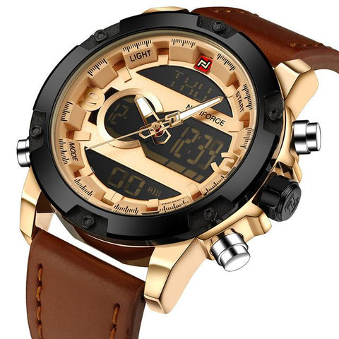 Analog Digital Leather Sports Watches