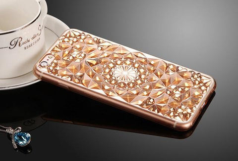 Luxury 3D Diamond Texture Soft TPU Clear For iPhone