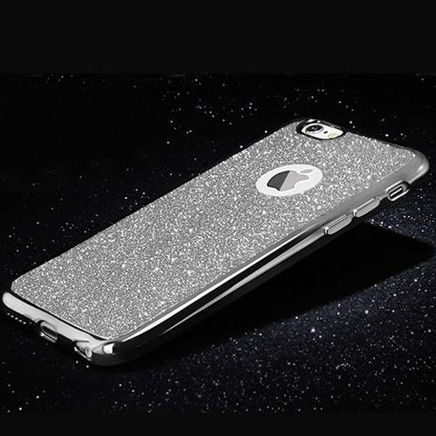 Luxury Clear TPU Phone Case Plating Back Cover With Bling Card