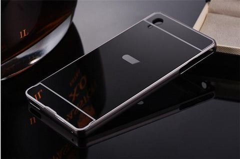 Mirror Back Cover Case Metal Frame Phone Cases for Sony Xperia