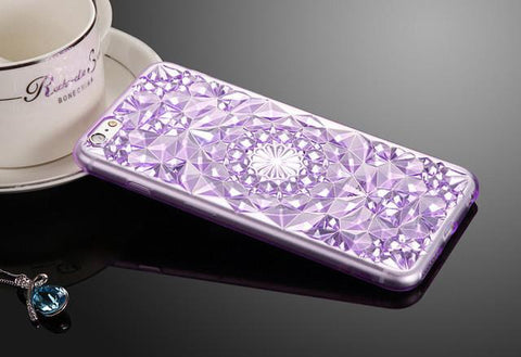 Luxury 3D Diamond Texture Soft TPU Clear For iPhone