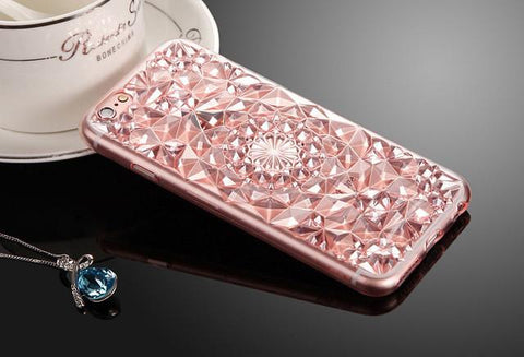 Luxury 3D Diamond Texture Soft TPU Clear For iPhone