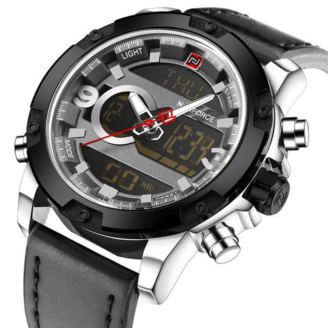 Analog Digital Leather Sports Watches