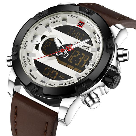 Analog Digital Leather Sports Watches