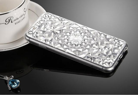 Luxury 3D Diamond Texture Soft TPU Clear For iPhone