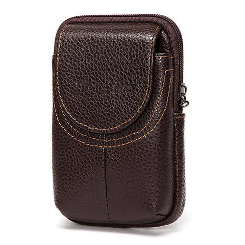 Men Waist Bag Genuine Leather Cellphone Case 5.5 inch