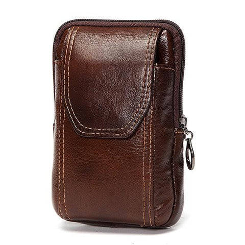 Men Waist Bag Genuine Leather Cellphone Case 5.5 inch